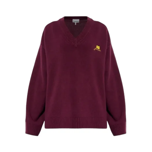 Logo Embroidered V-Neck Jumper