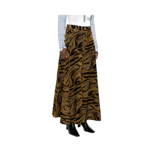Tiger-Print Denim Maxi Skirt
