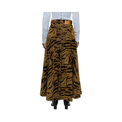 Tiger-Print Denim Maxi Skirt