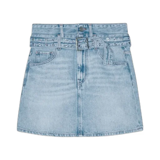 Belted Denim Mini Skirt