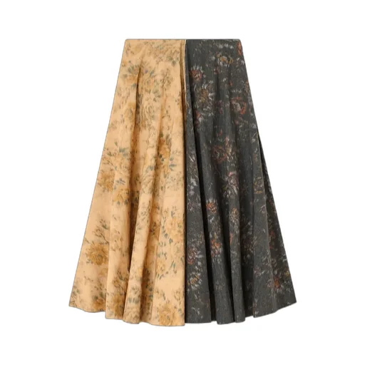 Floral Printed Panelled Flared Midi Skirt