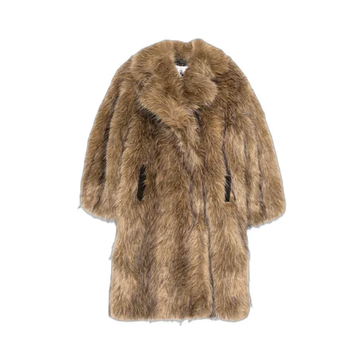 Notched-Lapel Faux-Fur Coat