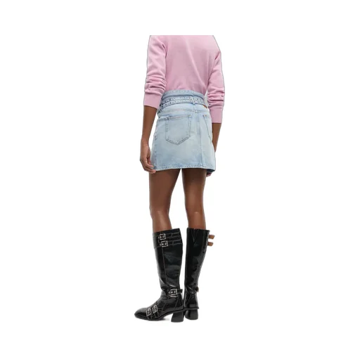 Belted Denim Mini Skirt