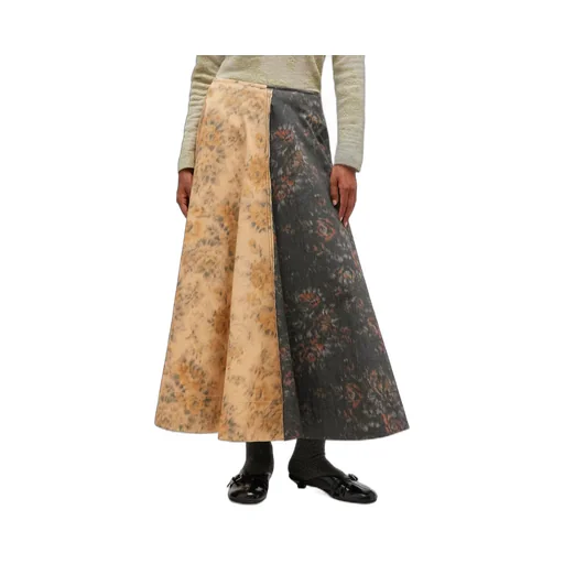 Floral Printed Panelled Flared Midi Skirt