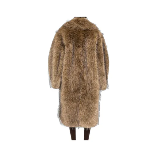 Notched-Lapel Faux-Fur Coat