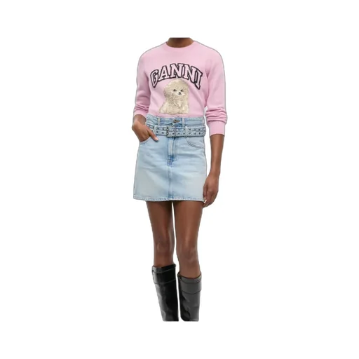 Belted Denim Mini Skirt