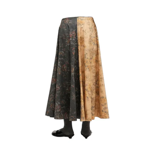 Floral Printed Panelled Flared Midi Skirt