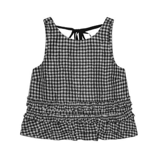 Crinkled Check Frill Top