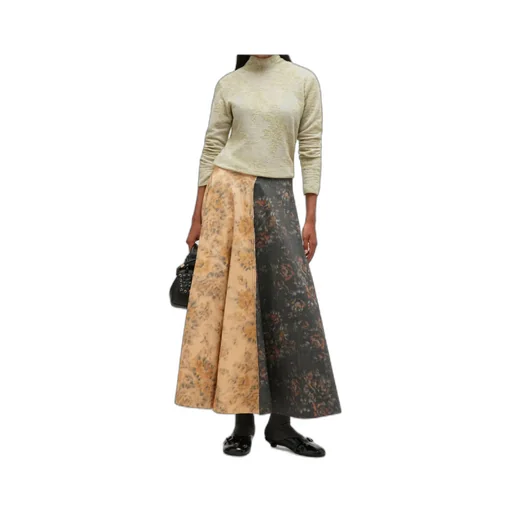 Floral Printed Panelled Flared Midi Skirt