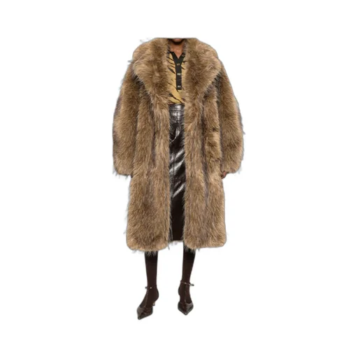 Notched-Lapel Faux-Fur Coat