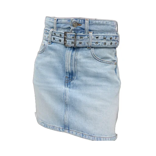 Belted Denim Mini Skirt