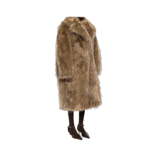 Notched-Lapel Faux-Fur Coat