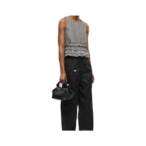Crinkled Check Frill Top