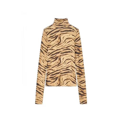Zebra Printed Jersey Turtleneck Top