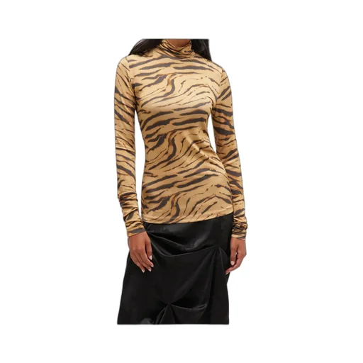Zebra Printed Jersey Turtleneck Top