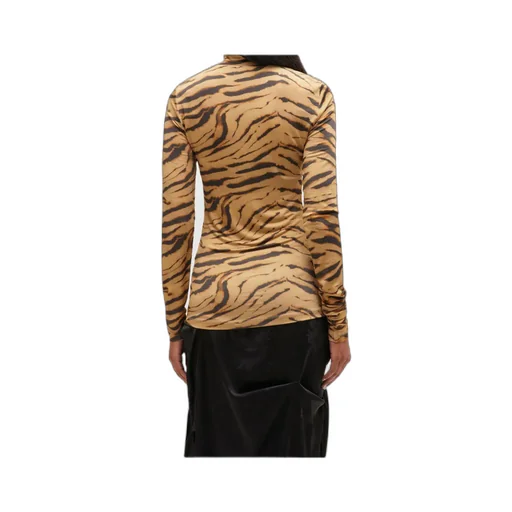 Zebra Printed Jersey Turtleneck Top
