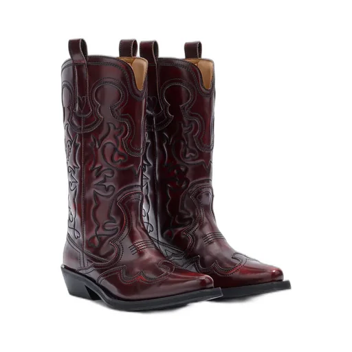Mid Shaft Embroidered Western Boots