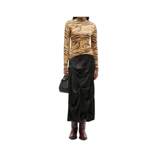 Zebra Printed Jersey Turtleneck Top