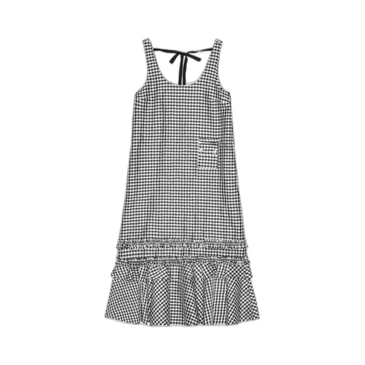 Checked Sleeveless Midi Dress
