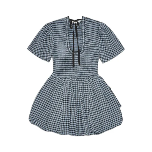 Seersucker Check Mini Smock Dress