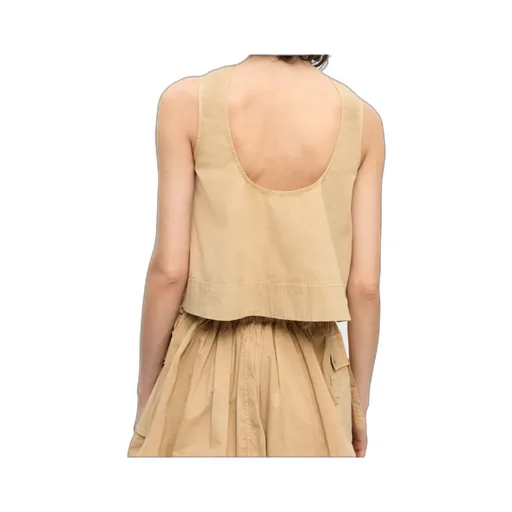 Washed Stretch Cotton Sleeveless Top