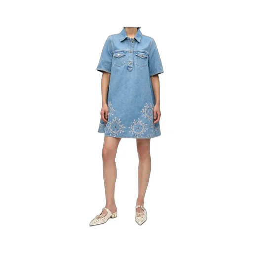 Broderie Anglaise Denim Mini Dress