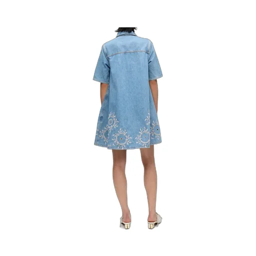 Broderie Anglaise Denim Mini Dress