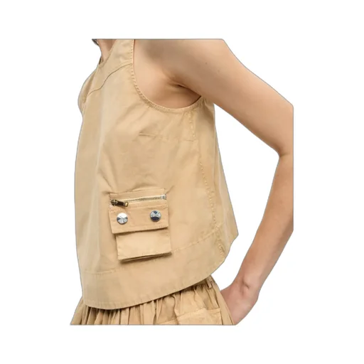 Washed Stretch Cotton Sleeveless Top