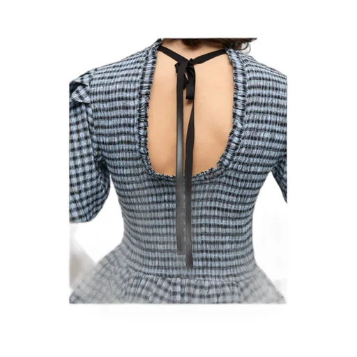 Seersucker Check Mini Smock Dress