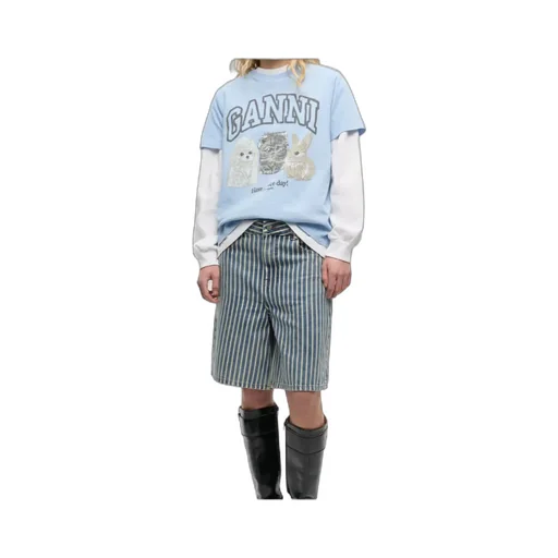 Striped Denim Shorts