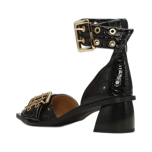 Embossed Buckle Open Cut Pumps