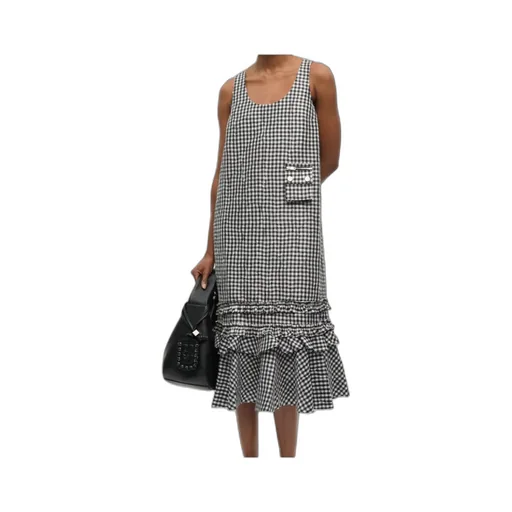 Checked Sleeveless Midi Dress