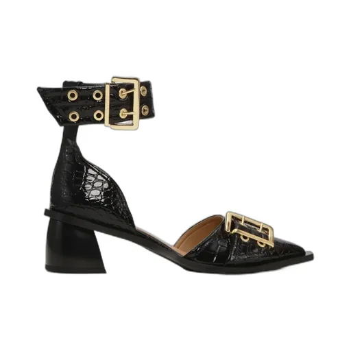 Embossed Buckle Open Cut Pumps