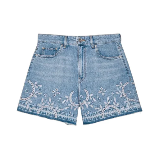Broderie Anglaise Denim Shorts