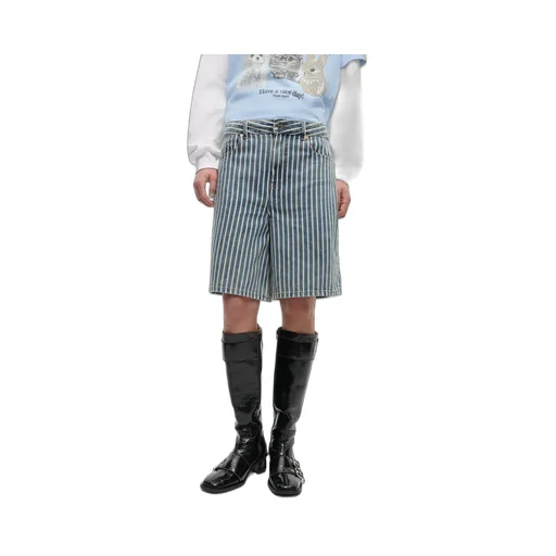 Striped Denim Shorts