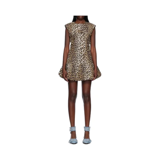 Leopard Printed Peplum Hem Mini Dress