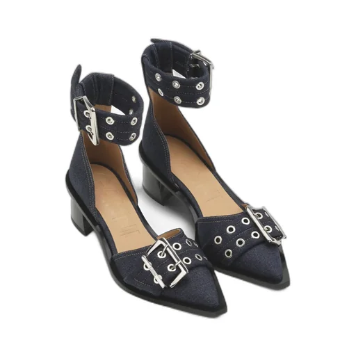 Feminine Buckle Open Cut Pumps
