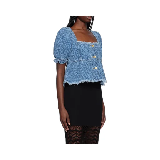 Fluffy Denim Blouse