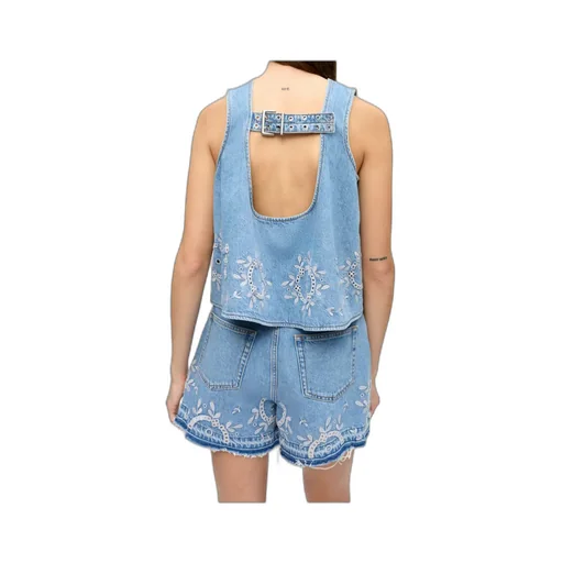 Broderie Anglaise Denim Shorts