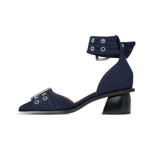 Feminine Buckle Open Cut Pumps