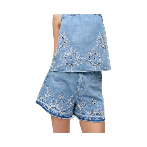 Broderie Anglaise Denim Shorts