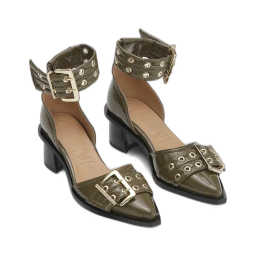 Feminine Buckle Open Cut Pumps
