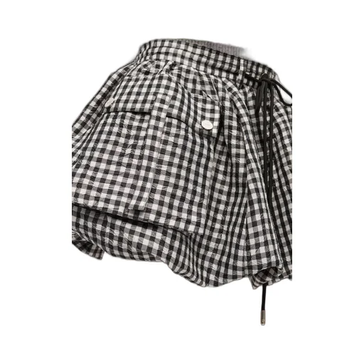 Crinkled Check Mini Bubble Skirt