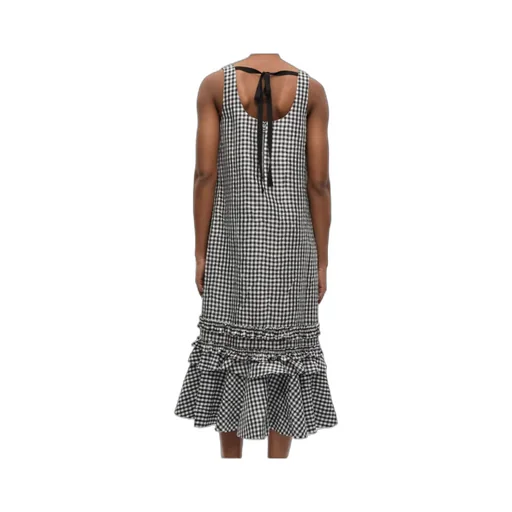 Checked Sleeveless Midi Dress