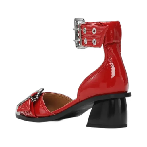 Feminine Buckle Open Cut Pumps