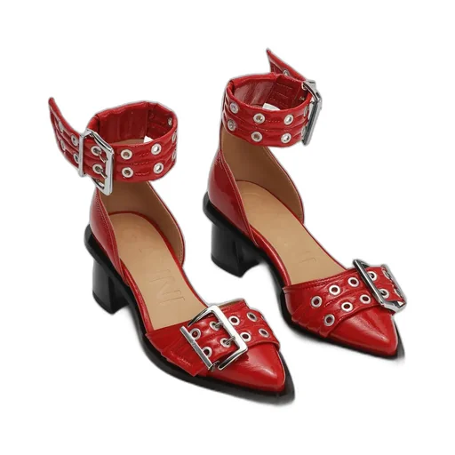 Feminine Buckle Open Cut Pumps