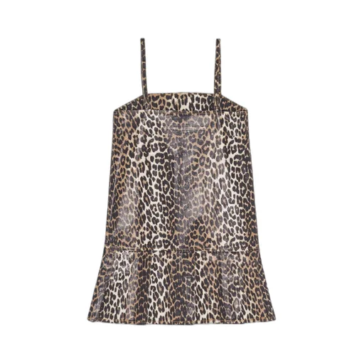 Leopard Printed Spaghetti Strap Mini Dress