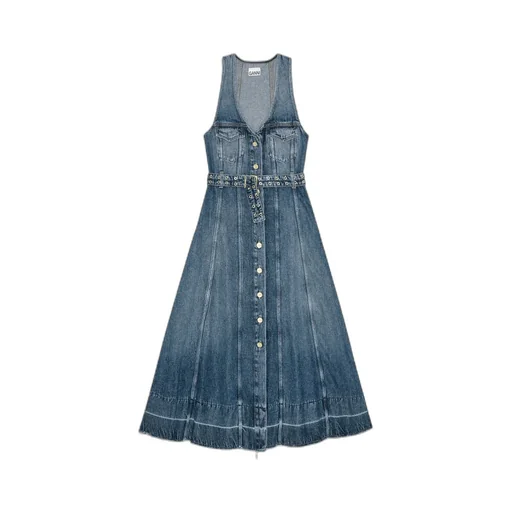 Light Denim Belt Midi Dress