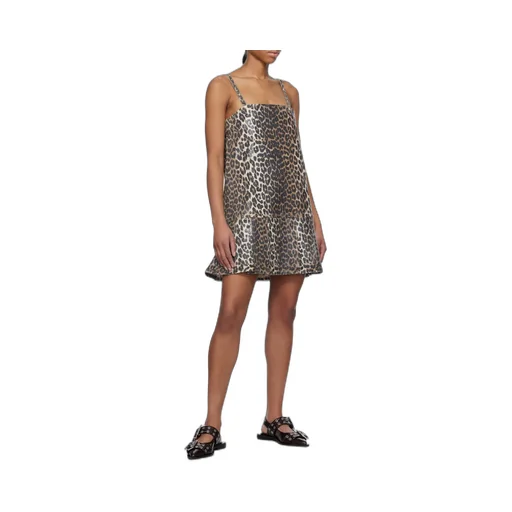 Leopard Printed Spaghetti Strap Mini Dress