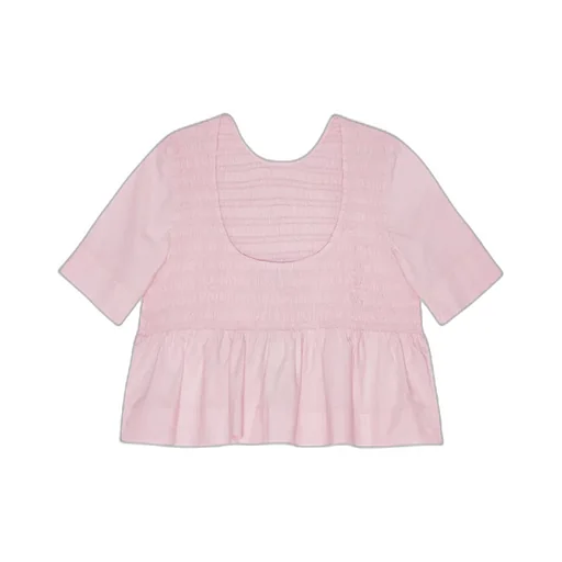 Cotton Poplin Open Back Smock Blouse